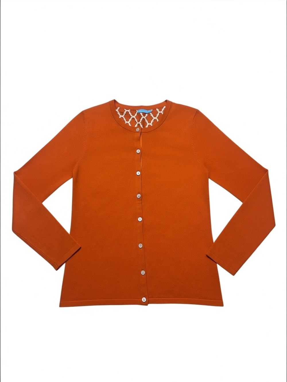 J. McLaughlin Burnt Orange Cardigan Small Cotton Modal Preppy Fall